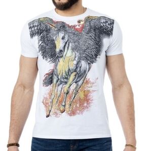 HEADS OR TAILS Rhinestone Studded Graphic Printed T-Shirt,Crewneck Sz 2 xl